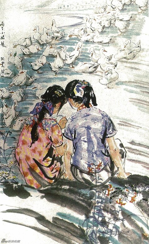 两个小姑娘 170cm×100cm 1980年